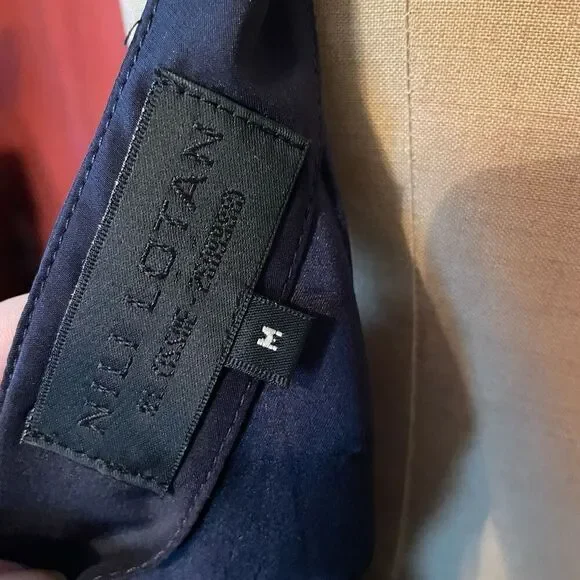 NILI LOTAN | navy blue silk backless dress M - Picture 8 of 13